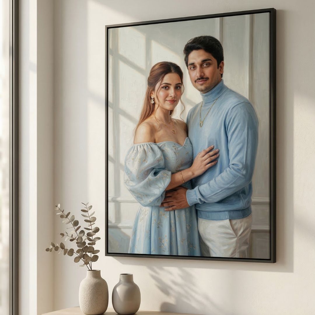 Personalized Photos Couple Portrait Canvas Painting – Elegant Romantic Wall Art - Memories InsiteCOUPLE CANVAS - BLACK
